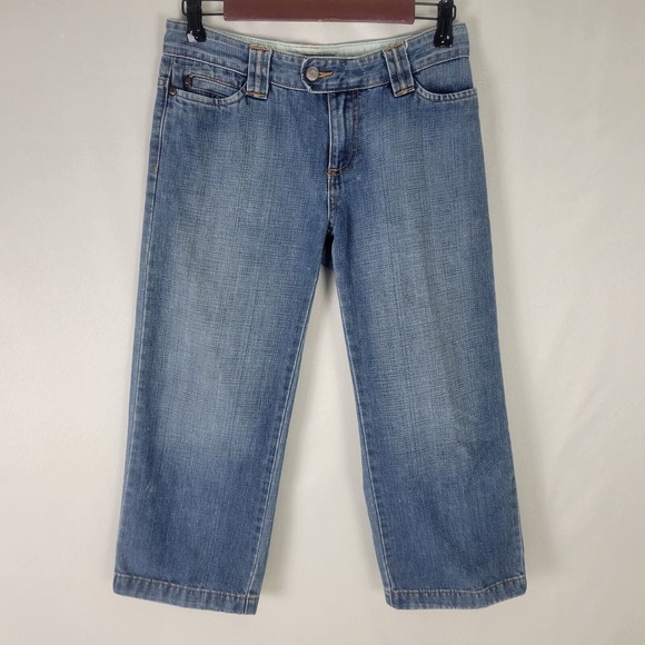 Vintage Old Navy‎ Jeans Juniors 1 Blue Denim Y2K Low Rise Capri Medium Wash - Picture 1 of 16